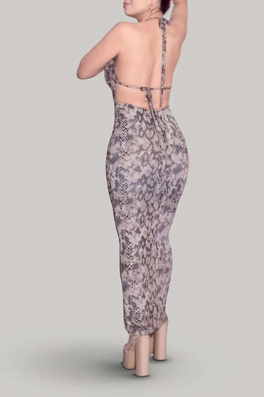 Vestido halter con estampado animal — Estampado animal 3