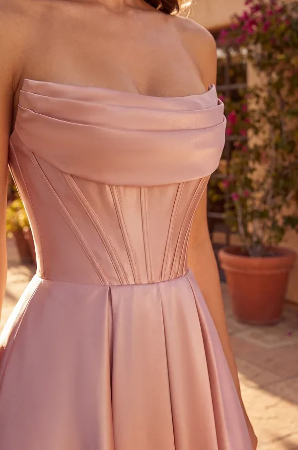 Vestido de bailarina de mikado con corsé — Rosa malva 3