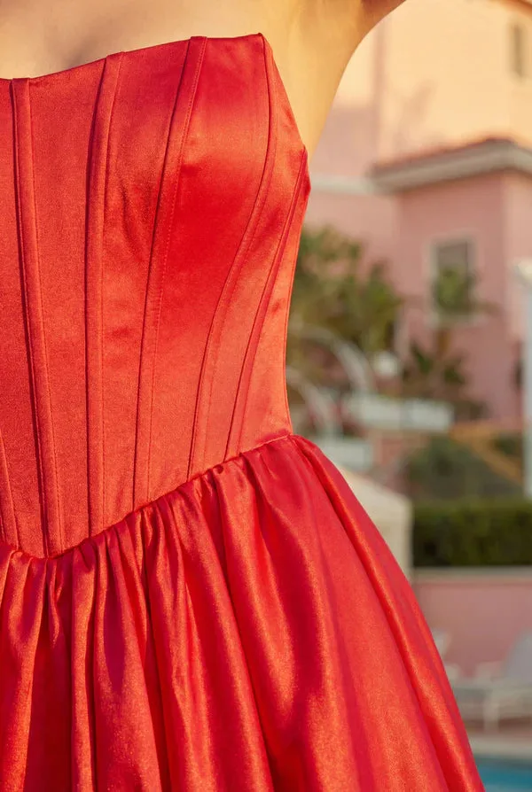 Vestido de bailarina con corsé y abertura alta — Rojo 3