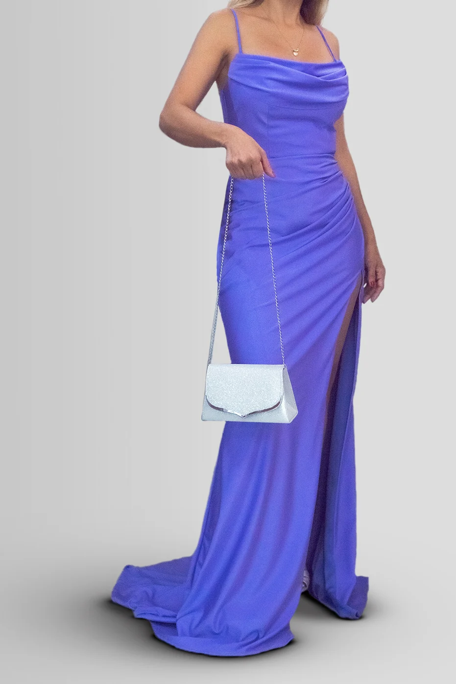 Vestido de escote drapeado con espalda abierta y abertura — Violeta 3
