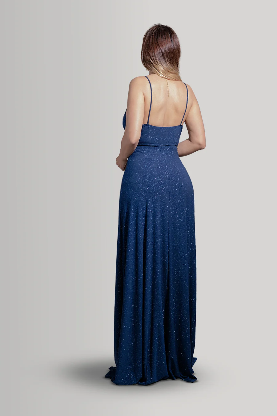 Vestido brillante de corte imperio — Azul marino 3